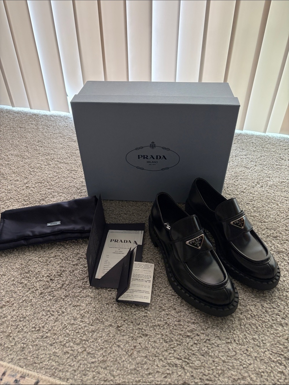 Prada Black Leather Loafers Authentic
